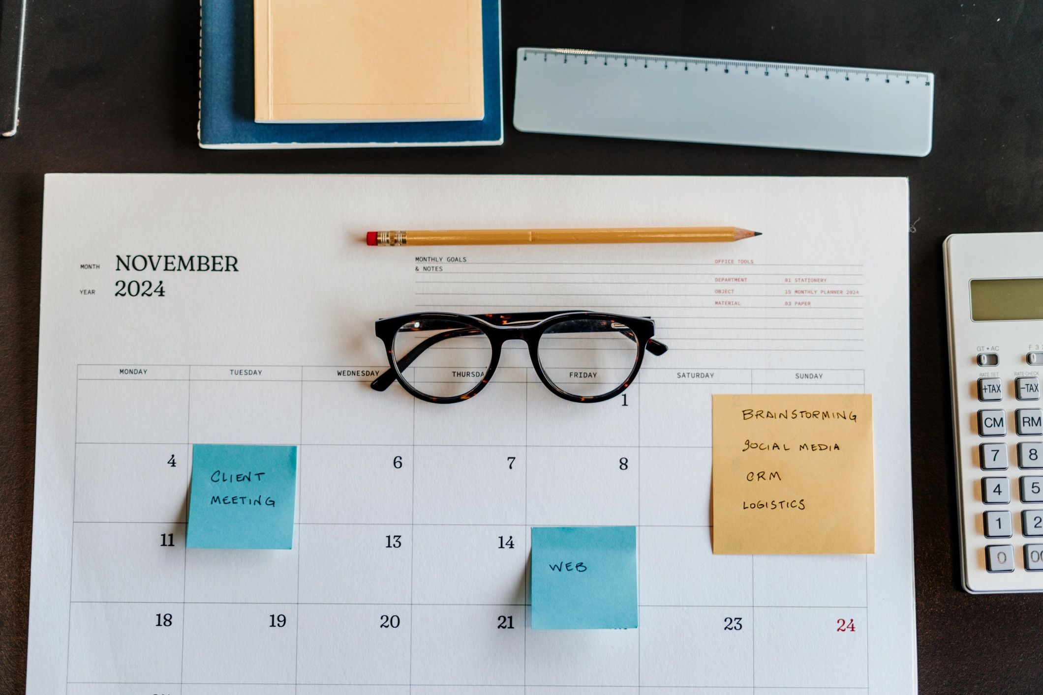Organized desk setup representing household budget planning