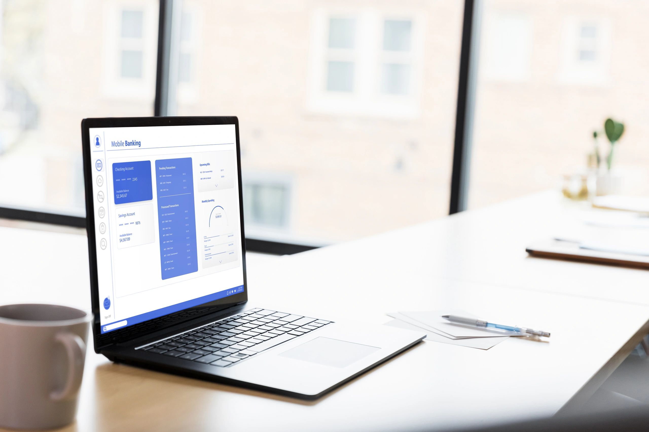 Laptop showing financial planning dashboard
